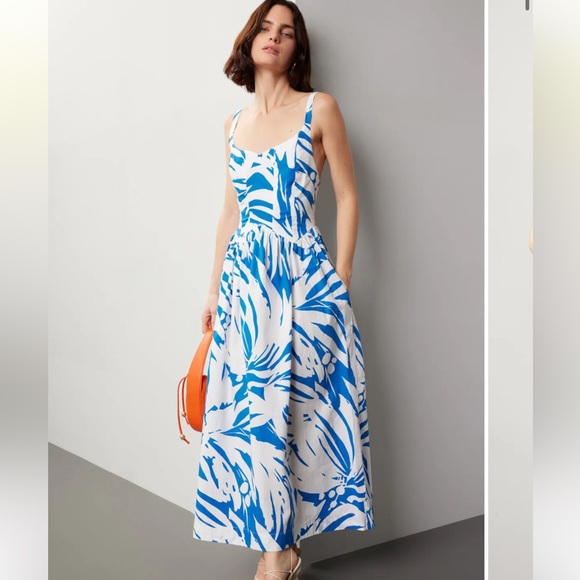 S/W/F Dresses & Skirts - S/W/F Wave Waist Dress in Blue and White Size Small